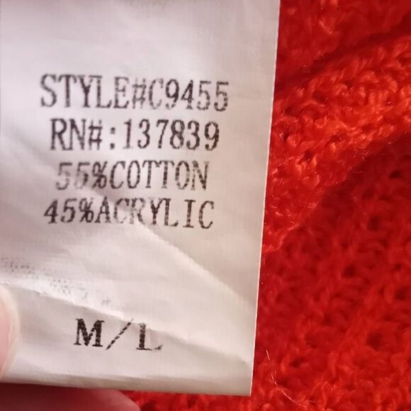 DREAMERS RED DRESS BOUTIQUE ORANGE CARDIGAN SZ.M/L EUC - Picture 8 of 9